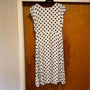 LOFT Black and White Polka Dot Midi Dress